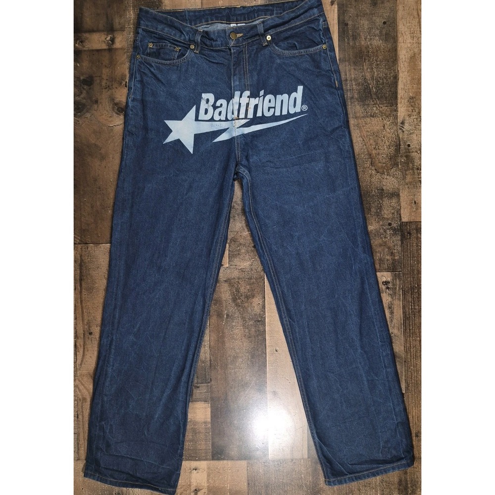 Vintage Bad Friend Jeans Mens 34x31 Blue Denim Y2K Star Logo USA Made
